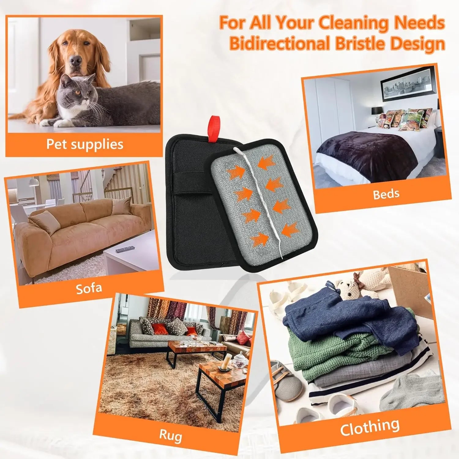 Pet Hair Removal Tool Reusable Static Removal Gloves, Double-Sided Grooming Gloves for Pets, Removes Pet Fur Hair for Carpets