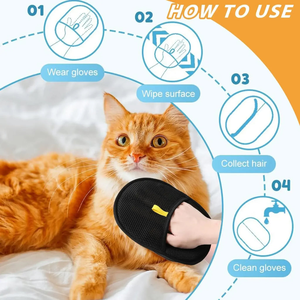 Reusable Cat Grooming Gloves Electrostatic Pet Hair Removal Mitts Cat Dog Hair Remover Brush Sticking Device Home Hair Scraper