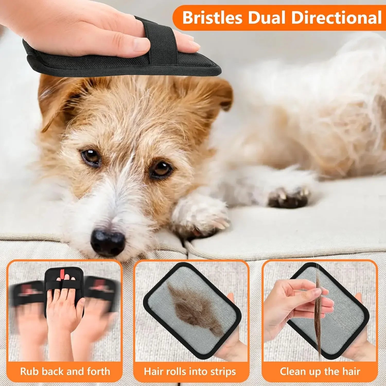 Pet Hair Removal Tool Reusable Static Removal Gloves, Double-Sided Grooming Gloves for Pets, Removes Pet Fur Hair for Carpets